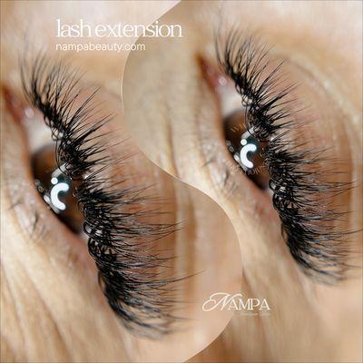 extensions come in various sizes, shapes, volumes to enhance the length, thickness of natural lashes. It involves applying a single or 3d