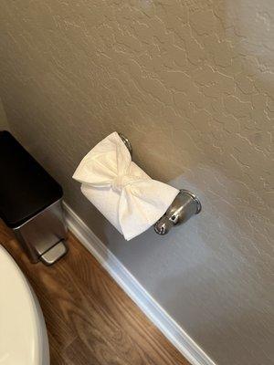 Bow using toilet paper!