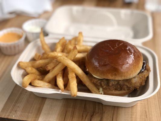 Katsu burger and fries