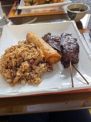 Teriyaki Beef, fried rice, egg roll