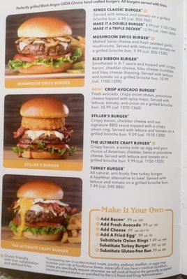 Burger menu. Double burger is H U G E  and tasty.