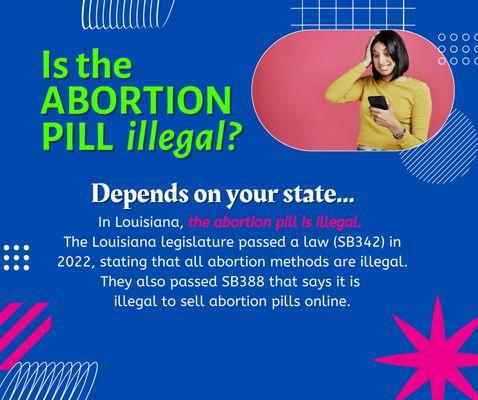 Laws change every day it seems like. Are these pills safe? We have answers & aren't scared of your abortion questions. 
Call 337-433-2797