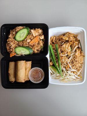 Delivery: Chicken pad thai, spring rolls, kids thai fried rice