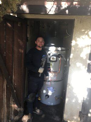 100 gallon water heater install