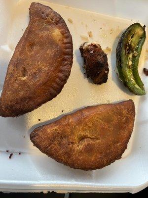 Meat sambosa, cheese sambosa, lamb kabob and WHY IS THERE A JALAPEÑO???