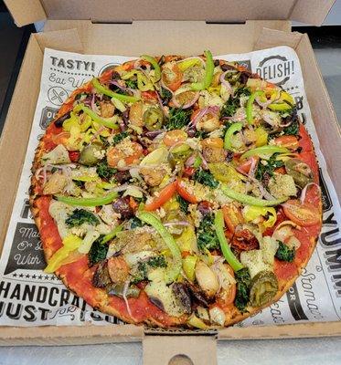 Special order Vegan Pizza (we do accommodate special diets as best as we can in a tiny food truck)