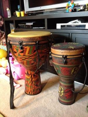 The djembe on the left was recently added to my drum collection thanks to Steve Weiss Music. Your team rocks!! Thank you!!