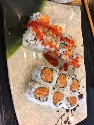 Volcano Roll & Spicy Salmon Roll