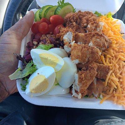 Fried chicken and grilled chicken salad...delicious!