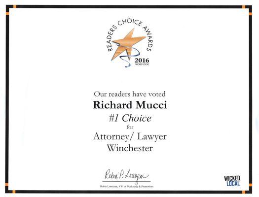 Award winning winchester MA attorney Richard Mucci