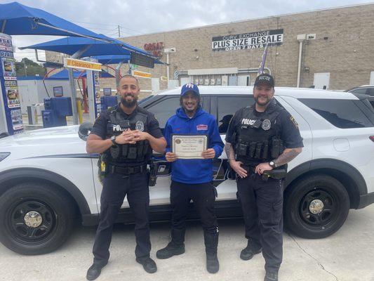 We take pride in your ride at USA CAR WASH we were presented with a certificate of appreciation from Pasco police Under new management