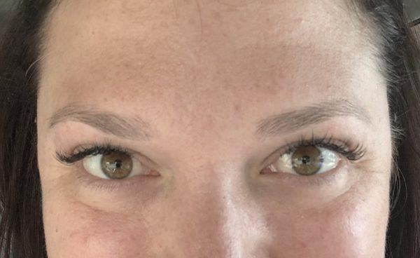 Eyebrow waxing and "natural" lashes prior to a wedding I was in!  (Face is makeup free, so excuse the stress acne).