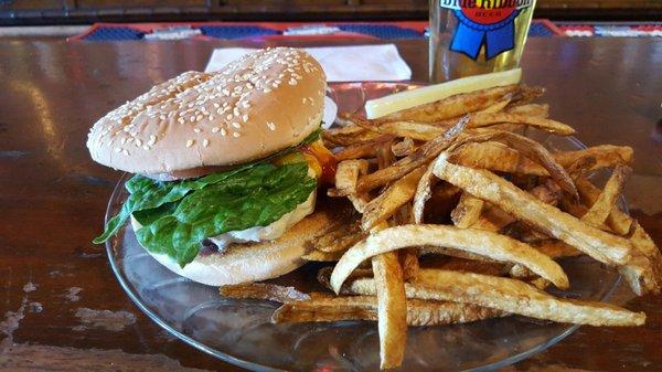 Delicious half pound cheeseburger with hand-cut fries.