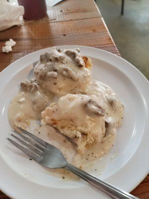 Biscuits and gravy...very tasty.