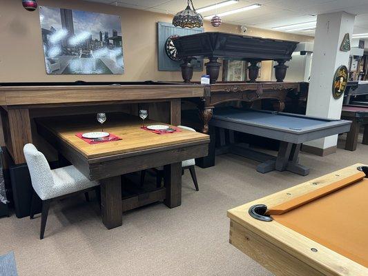 Pool Tables with optional Dining table top available at Century Billiards.