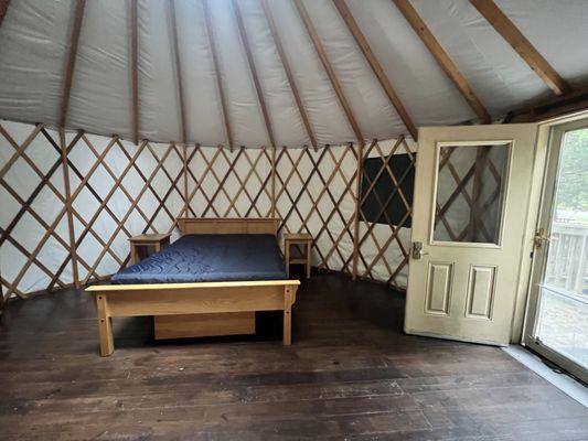 Inside the yurt