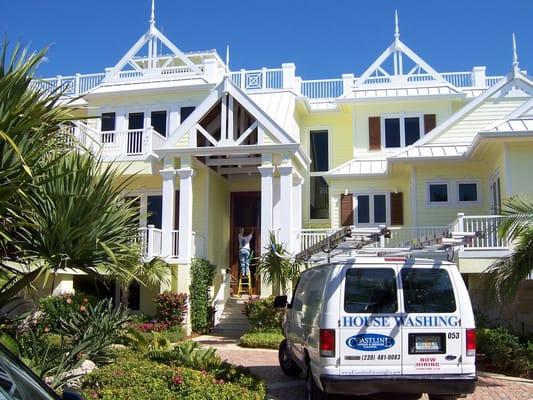 Cleaning windows on Captiva Island in Southwest Florida