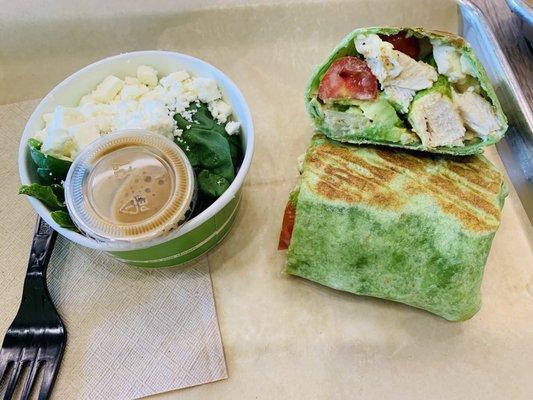 Florida Wrap With cucumber salad  on spinach wrap