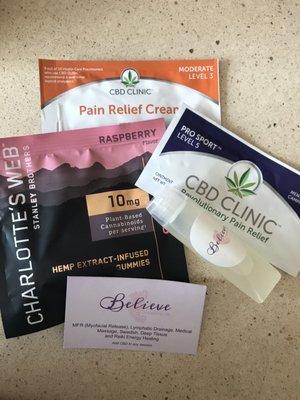 Samples to try...CBD oil for muscle pain, CBD gummies for better sleep and hand sanitizer