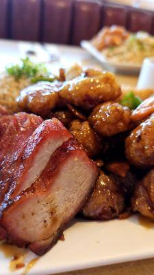 BBQ Pork, General Tso Chicken, Pork Fried Rice.  Sooooo delicious.