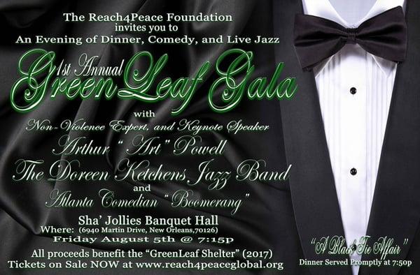 Join us for an evening of Dinner, Inspiration, Comedy, and Jazz to help build the "GreenLeaf Shelter" in New Orleans (2017)