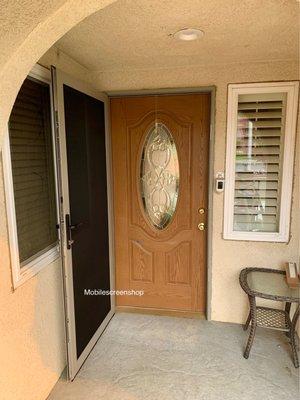 Adobe Vista stainless steel security screen door installed in Canyon Lake . #stainlesssteelsecurityscreendoors