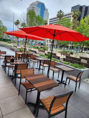 Outdoor seating area on the Promenade.