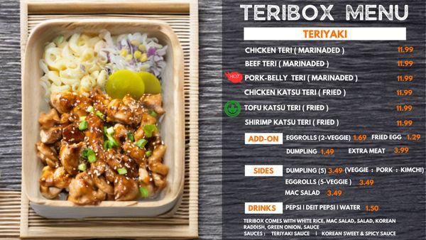 Teriyaki Box Asian Lunch Menu.