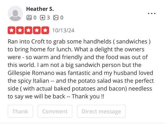 Another yelp censored review! Thanks for all the love!