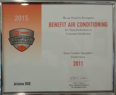 We are a Trane Comfort Specialist dealer, which puts us at the top tier of Trane dealers nationwide!