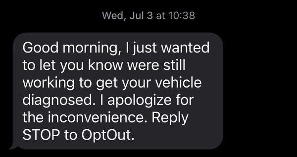 Text message from business.