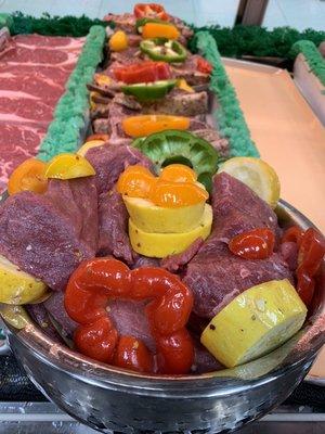 Marinated beef tenderloin pieces