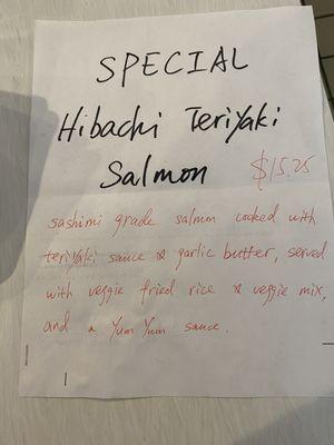 Teriyaki Salmon Special is delicious!