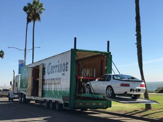 My 1995 Porsche 968 being loaded for its trip from CA to NJ