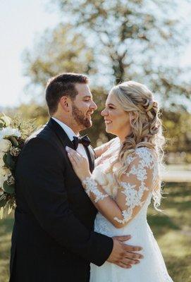 Bride and Groom with hair done by Studio 202