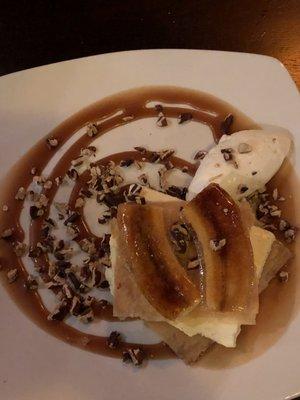 Caramelized Bananas - Frozen Vanilla Custard, Crisp Phyllo, Toasted Pecans, Salted Caramel and Chantilly Cream