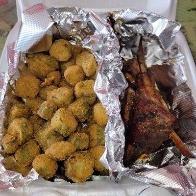 1/2 rack of lamb and fried okra