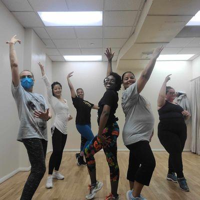 Showing off our confident flamenco style after an indoor Zumba class. RSVP at talithadance.com/book to save your spot in an upcoming class!