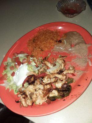 Chicken Fajita Lunch Special #14 for $9.29.  This Is The After Photo.  I Can Put Down Some Food But I Couldn't Finish This!