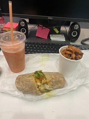 Grilled Chicken Wrap , Mo Bay Smoothie, Sweet Pototes Fries