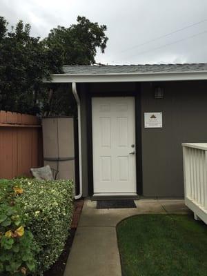 Entrance in back behind salon