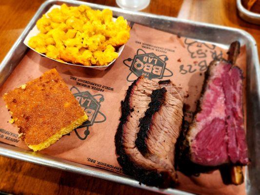 Brisket, Pastrami Ribs, Jalepeno Mac and Cheese, cornbread