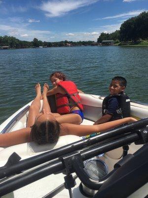 Sunning on Lake LBJ.