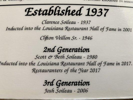 They have been in business since 1937! Three generations so far...