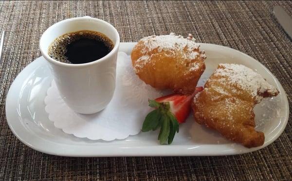 Beignets with chicory coffee.