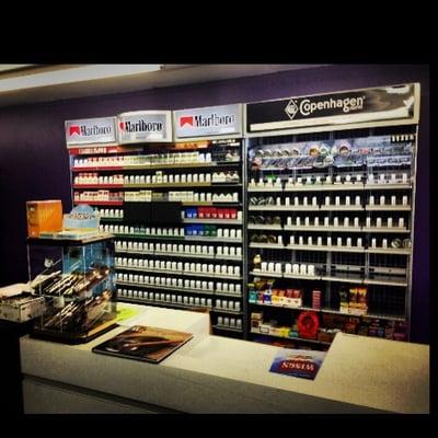 cigarette rack and sales counter