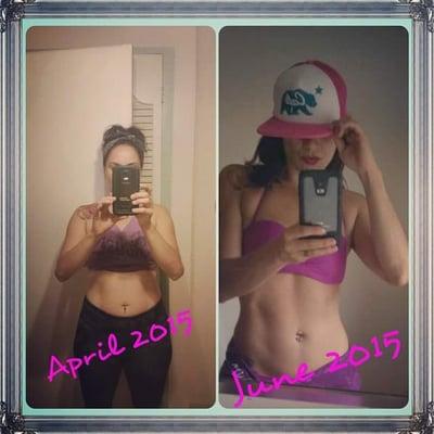 Before and After picture: I followed her meal plan to the Tee! Started at 29% body fat and ended at 19.8%