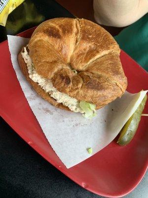 Mandarin chicken sandwich on croissant