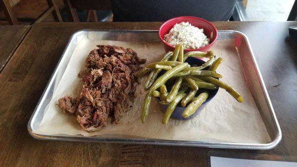 Brisket green beans   and coleslaw