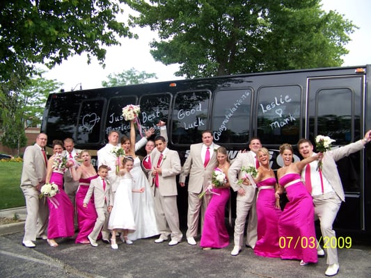 Wedding Party using a Limo Bus